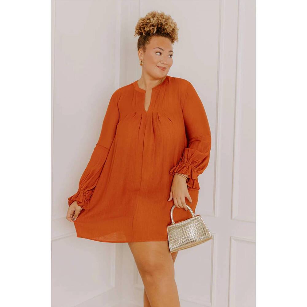 NEW FLAWLESS patio in paris shift dress - plus in rust
